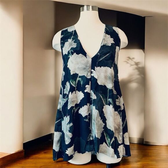 & Other Stories Black Floral Top Sleeveless Mini Dress Tunic 2 XS - Picture 1 of 6